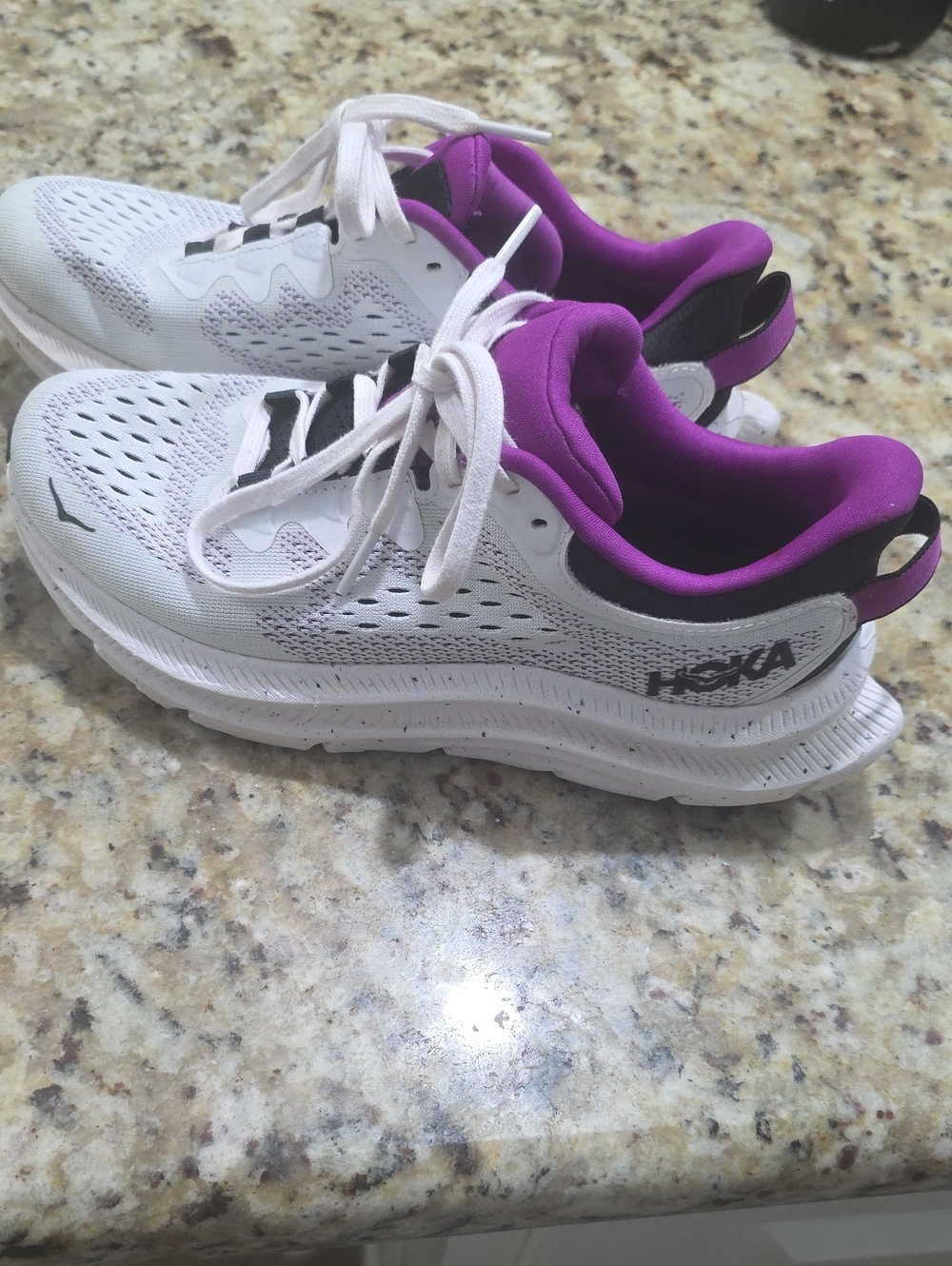 Hoka Kawana Women's White Running Sneakers with Purple Lining Size 6 Worn Once